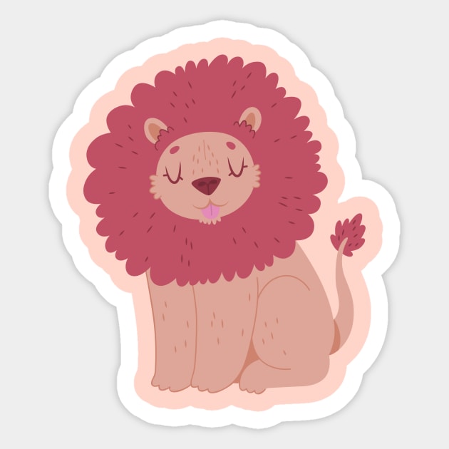 Pink Lion Sticker by clairestamper